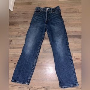 Dark wash ribcage straight leg jeans